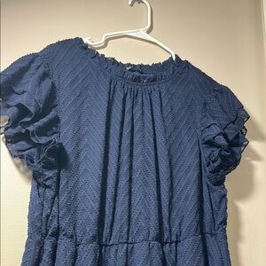 Elegant Navy Blue Textured Dress